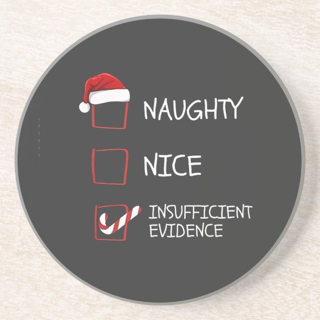 Dessous De Verre En Grès Nice Naughty Insufficient Evidence Santa Christmas (Devant)