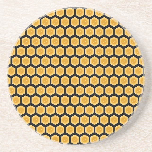 Dessous De Verre En Grès Nid d'abeille sur fond noir (Devant)