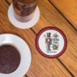 Dessous De Verre En Grès Noël Casse-noisette Sucre de canne voeux de Noël<br><div class="desc">Casse-noisette de Noël coloré avec un sucre de canne,  décoration de Noël,  et des voeux de Noël doux typographie rétro. Texte personnalisable</div>