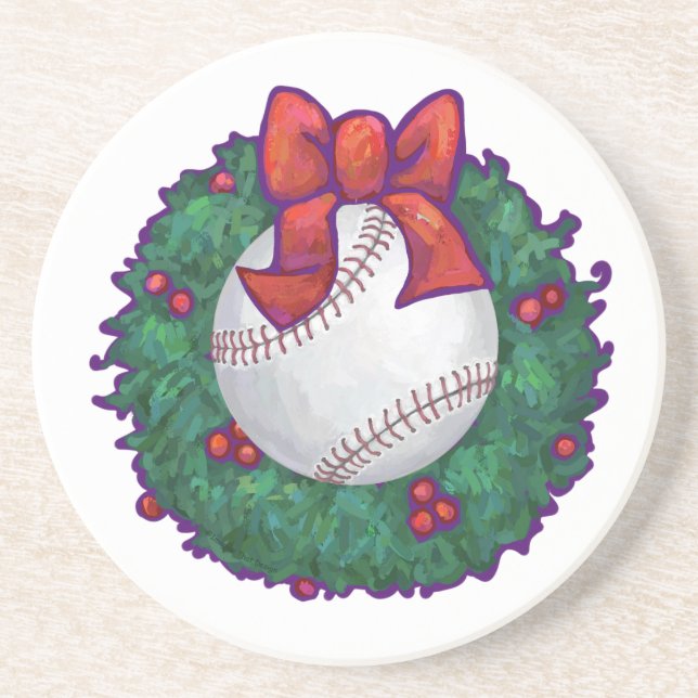 Dessous De Verre En Grès Noël de baseball (Devant)
