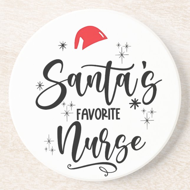 Dessous De Verre En Grès Noël de l'infirmière préférée de Santa  (Devant)