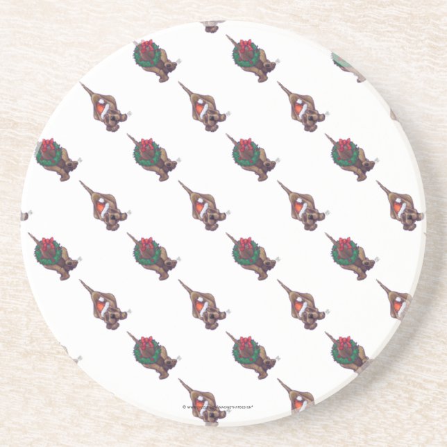 Dessous De Verre En Grès Noël du chien de la peau (Devant)