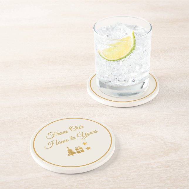 Dessous De Verre En Grès Noël en or personnalisé (Côté)