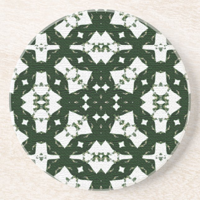 Dessous De Verre En Grès Noël Green Garland (Devant)