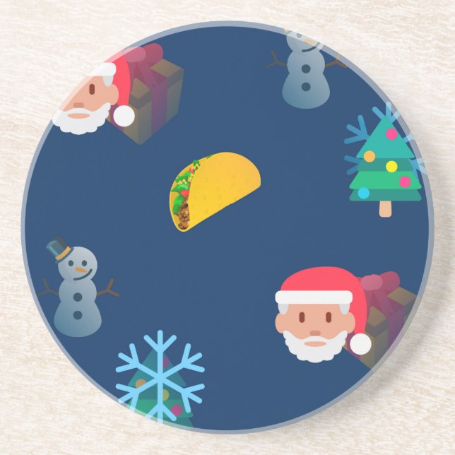 Dessous De Verre En Grès noël taco emoji (Devant)
