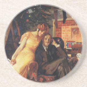 Dessous De Verre En Grès Noël vintage, couple Amour et Romance
