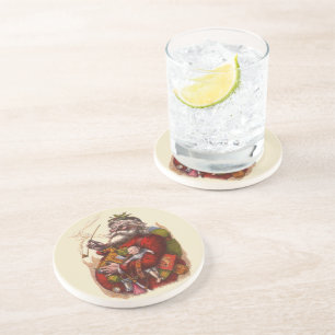 Dessous De Verre En Grès Noël Vintage, Jouets de tuyaux du Père Noël victor