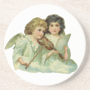 Dessous De Verre En Grès Noël vintage, musique d'anges victoriens au violon