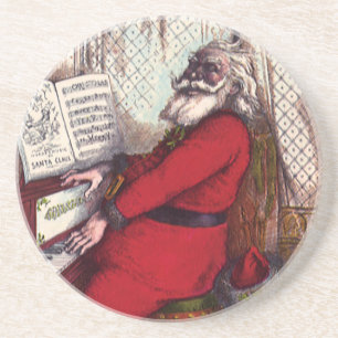 Dessous De Verre En Grès Noël Vintage, Thomas Nast Santa Claus Piano