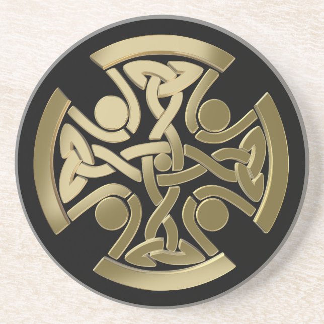 Dessous De Verre En Grès noeud d'or celtique (Devant)