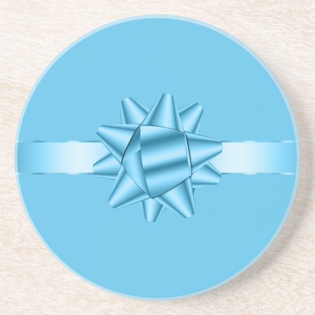 Dessous De Verre En Grès Nœud Ruban Bleu (Devant)