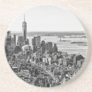 Dessous De Verre En Grès Noir blanc New York City Skyline
