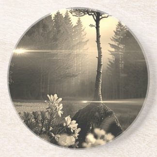 Dessous De Verre En Grès Noir et blanc