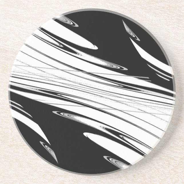Dessous De Verre En Grès Noir et blanc moderne (Devant)