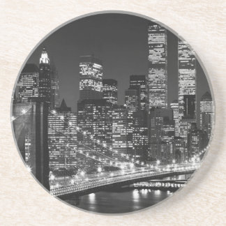 Dessous De Verre En Grès Noir et blanc New York City