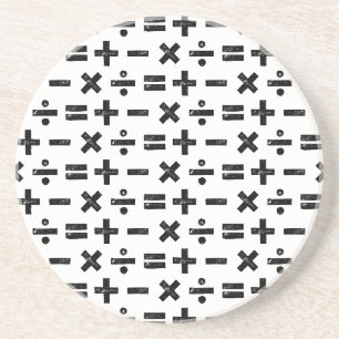 Dessous De Verre En Grès Noir et blanc Tous les symboles mathématiques Lino