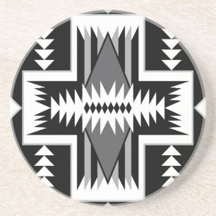 Dessous de verre en grès noir et gris de Navajo