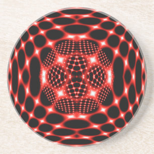 Dessous De Verre En Grès Noir rouge de néon fractal