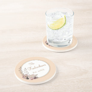 Dessous De Verre En Grès Nom de famille Aquarelle Floral