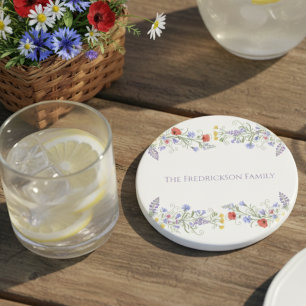 Dessous De Verre En Grès Nom de famille Floral Botanique Caprice de Fleur S
