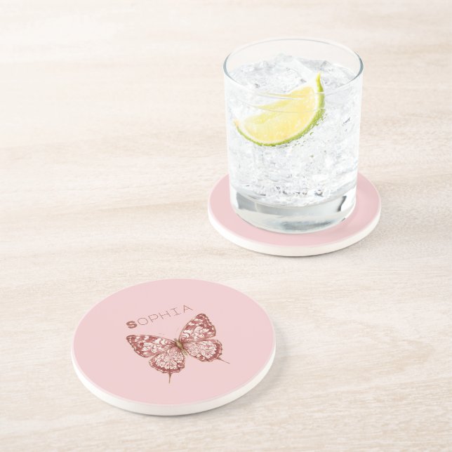 Dessous De Verre En Grès Nom de papillon de Bourgogne (Côté)