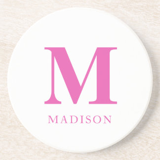 Dessous De Verre En Grès Nom du monogramme rose chaud