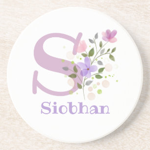 Dessous De Verre En Grès Nom initial et chrétien Siobhan Floral Design