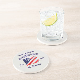 Dessous De Verre En Grès Nom Joyeux Anniversaire Amérique Drapeau USA Gr