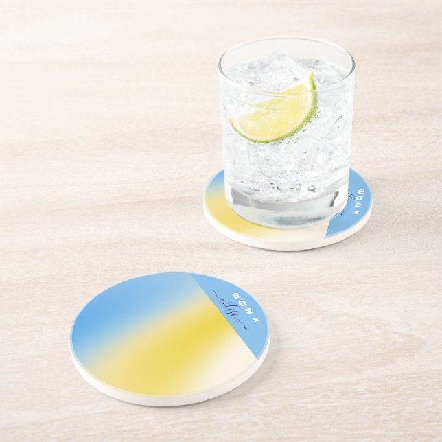 Dessous De Verre En Grès Nom personnalisé arrière-plan magique  (Côté)