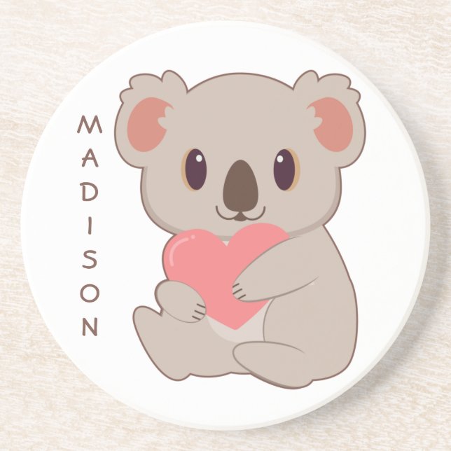 Dessous De Verre En Grès Nom personnalisé Love Koala (Devant)
