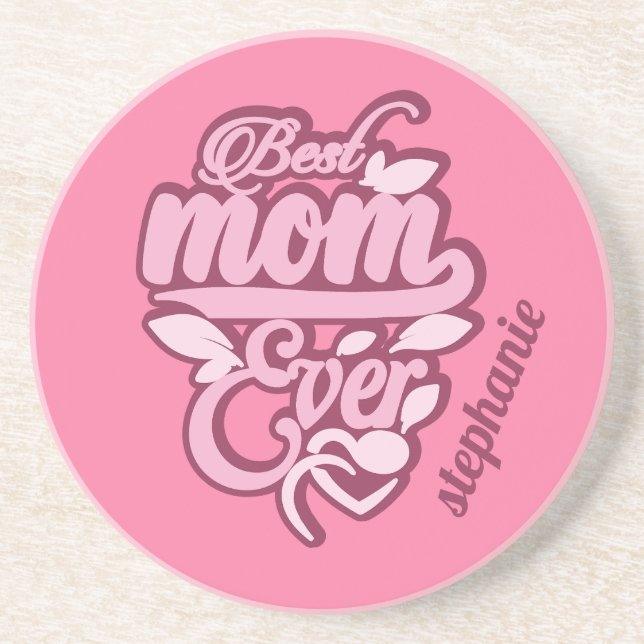 Dessous De Verre En Grès Nom personnalisé "Meilleure maman jamais" (Devant)