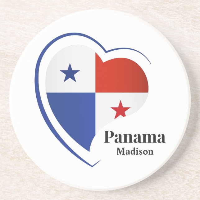 Dessous De Verre En Grès Nom personnalisé Panama Love (Devant)