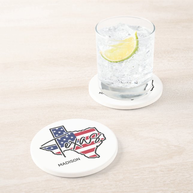 Dessous De Verre En Grès Nom personnalisé Texas (Côté)