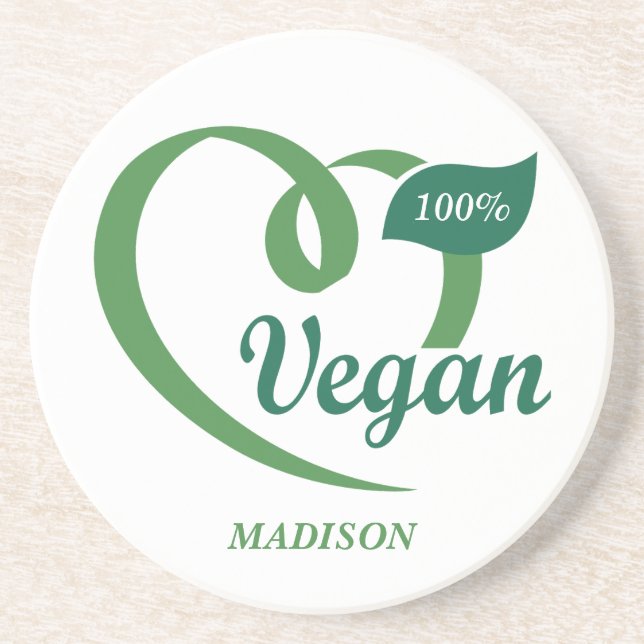 Dessous De Verre En Grès Nom personnalisé Vegan (Devant)