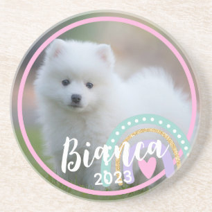 Dessous De Verre En Grès Nom photo personnalisé Année Rainbow Sandstone Des