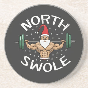 Dessous De Verre En Grès North Swole Funny Muscle Père Noël Fitness de Noël