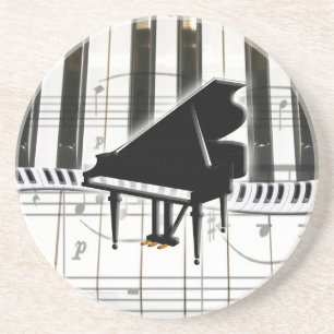 Dessous De Verre En Grès Notes de clavier et de musique de piano à queue
