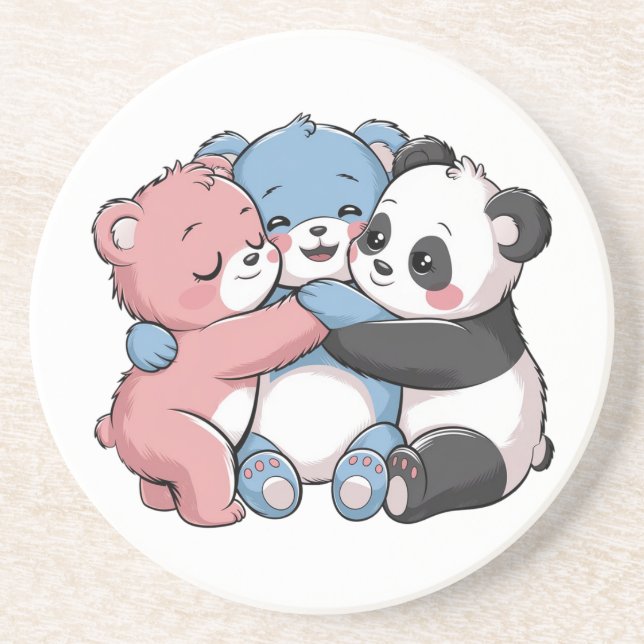 Dessous De Verre En Grès Nounours mignons avec Panda (Devant)