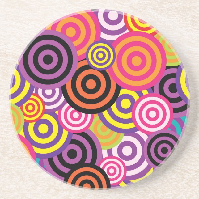 Dessous De Verre En Grès Nouveau cercle art Abstrait (Devant)