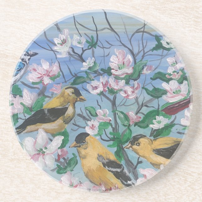 Dessous De Verre En Grès Nouvelle collection d'oiseaux (Devant)