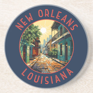 Dessous De Verre En Grès Nouvelle-Orléans Louisiane Cercle Rétro en détress