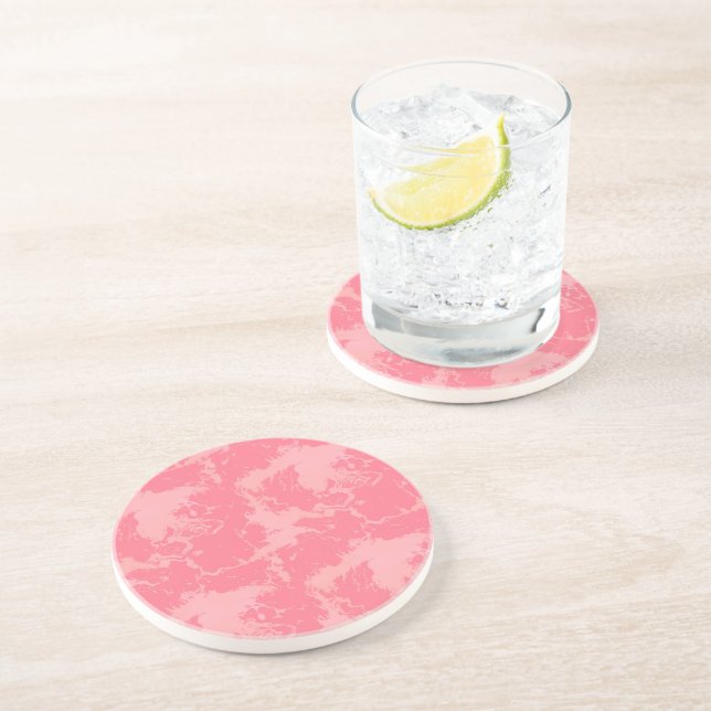 Dessous De Verre En Grès Nuage rose marbré abstrait (Côté)