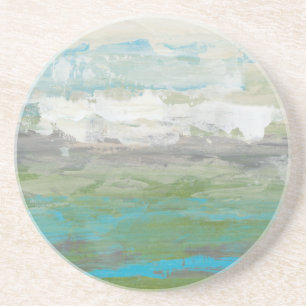 Dessous De Verre En Grès Nuages blancs donnant sur le beau paysage