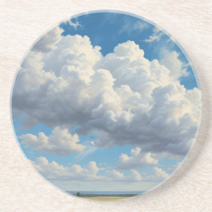 Dessous De Verre En Grès Nuages blancs et ciel bleu clair