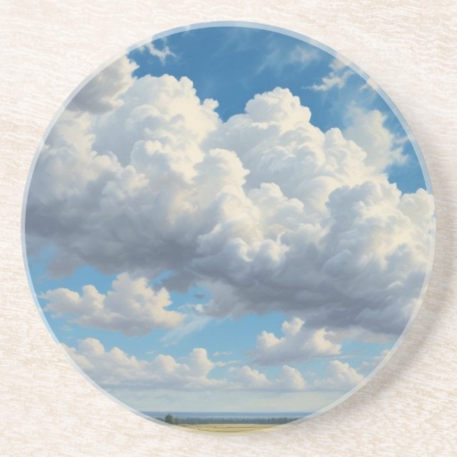 Dessous De Verre En Grès Nuages blancs et ciel bleu clair (Devant)