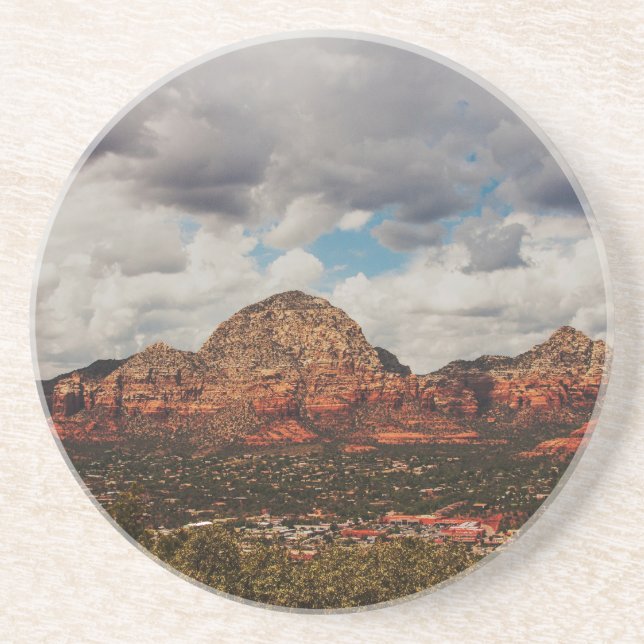 Dessous De Verre En Grès Nuages pendant qu'ils roulent dans Sedona (Devant)