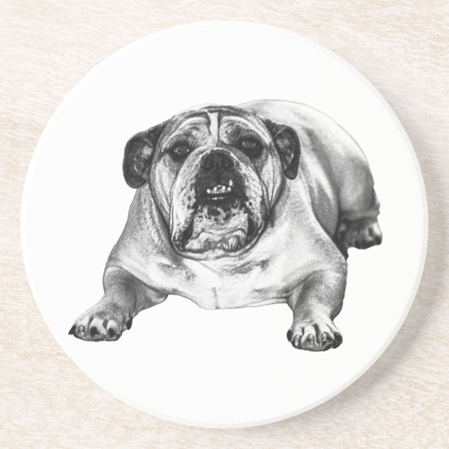 Dessous De Verre En Grès Nuance de joie de bouledogue (Devant)