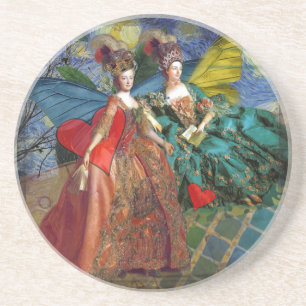 Dessous De Verre En Grès Nuit étoilée Demoiselles Rococo Ailes de Papillon 