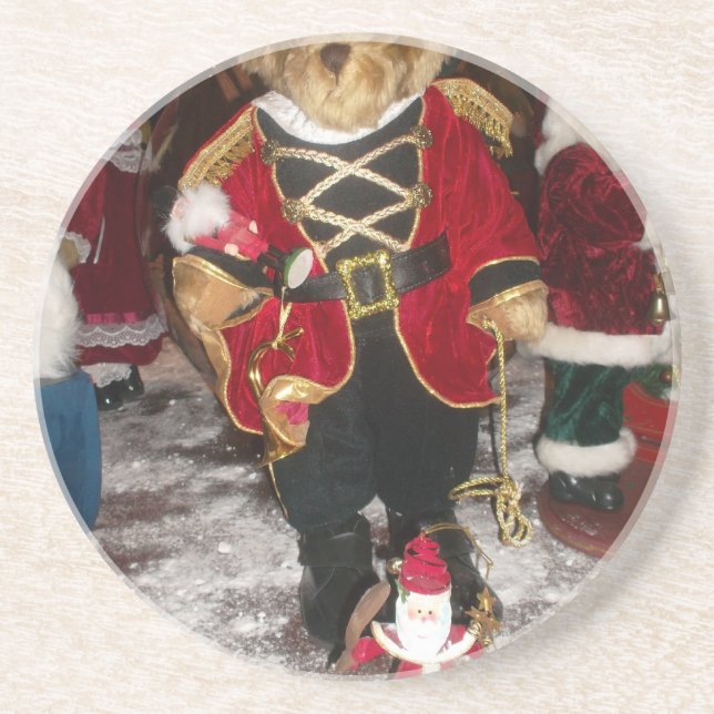 Dessous De Verre En Grès Nutcracker Teddy Bear Collection de Noël (Devant)