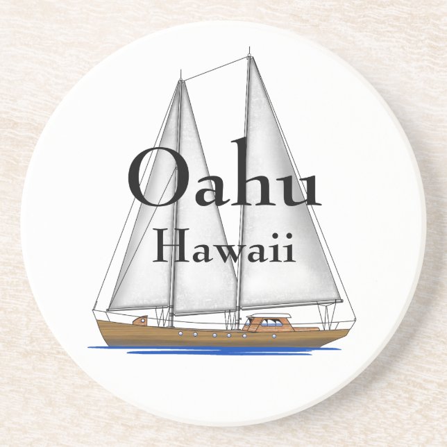 Dessous De Verre En Grès Oahu Hawaï (Devant)
